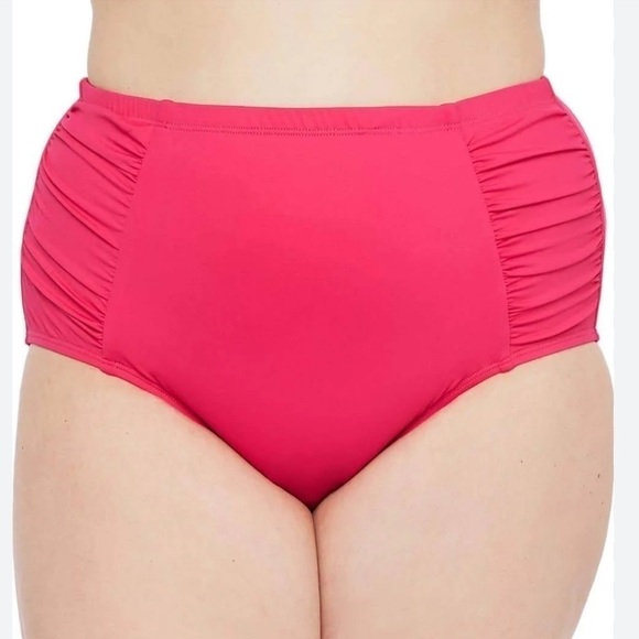 La Blanca Island Goddess Side Shirred High Waist Bottom Women Plus Size 22W Pink - Picture 4 of 13